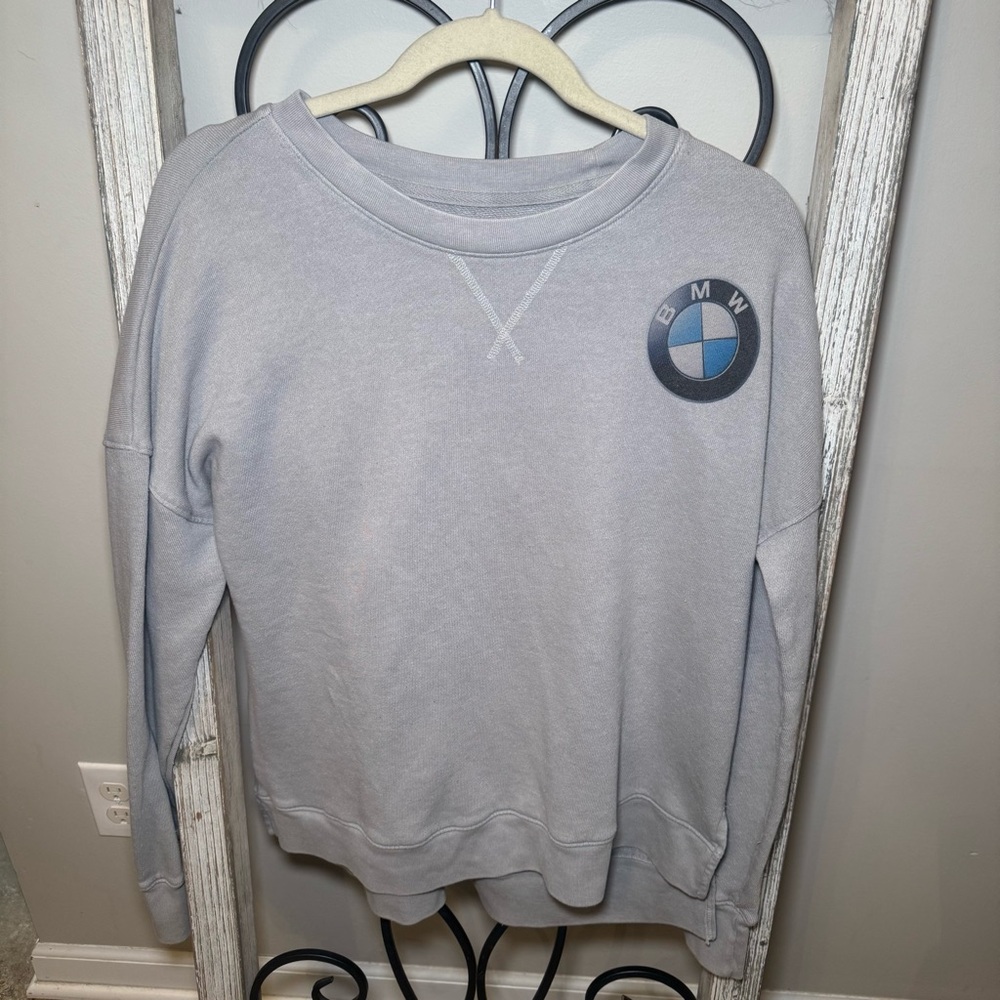 Time And Tru BMW Logo Sweatshirt Girls Large 12-14 Grey Crewneck - Picture 1 of 7